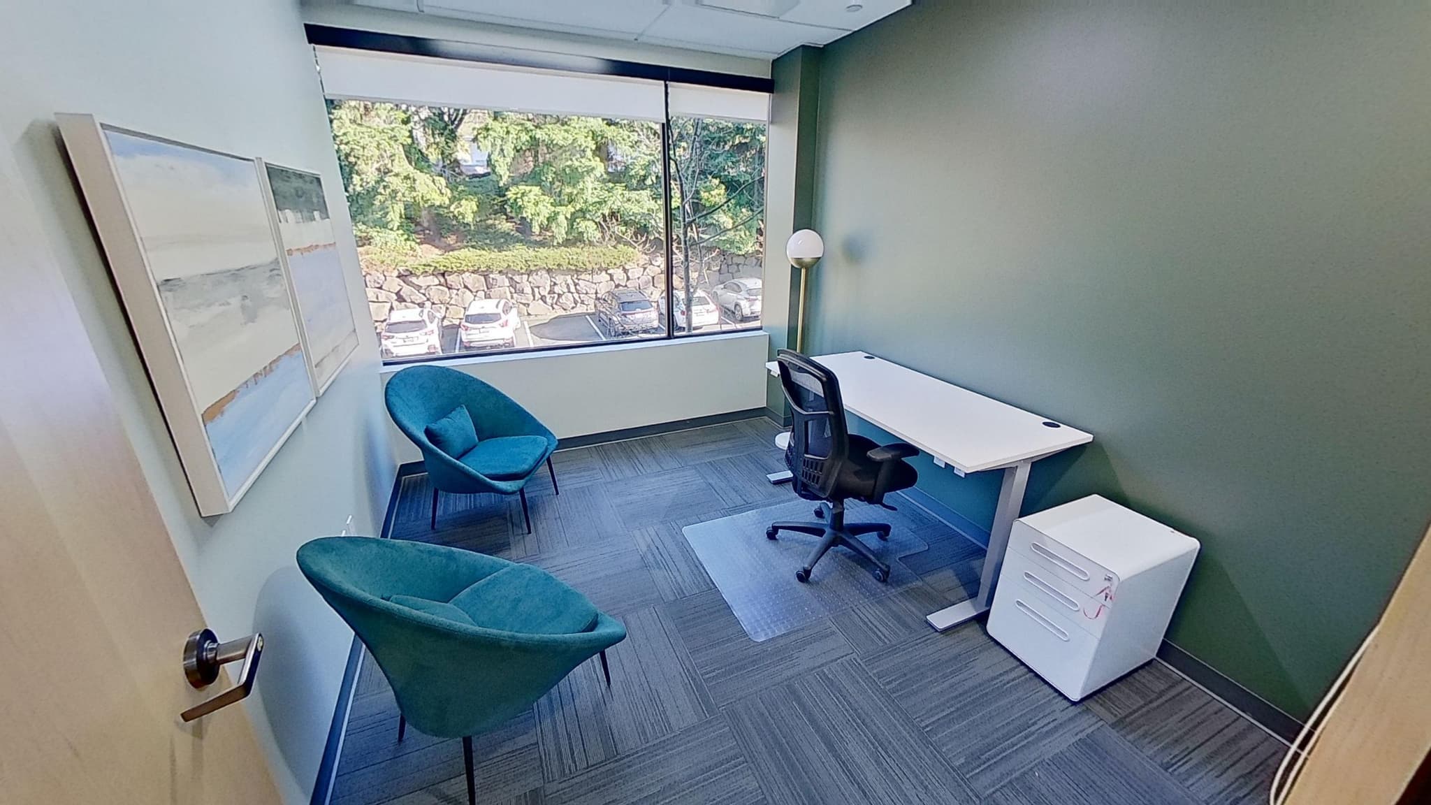 Private office at Ideal Spaces Bellevue WA — lockable, furnished, window view