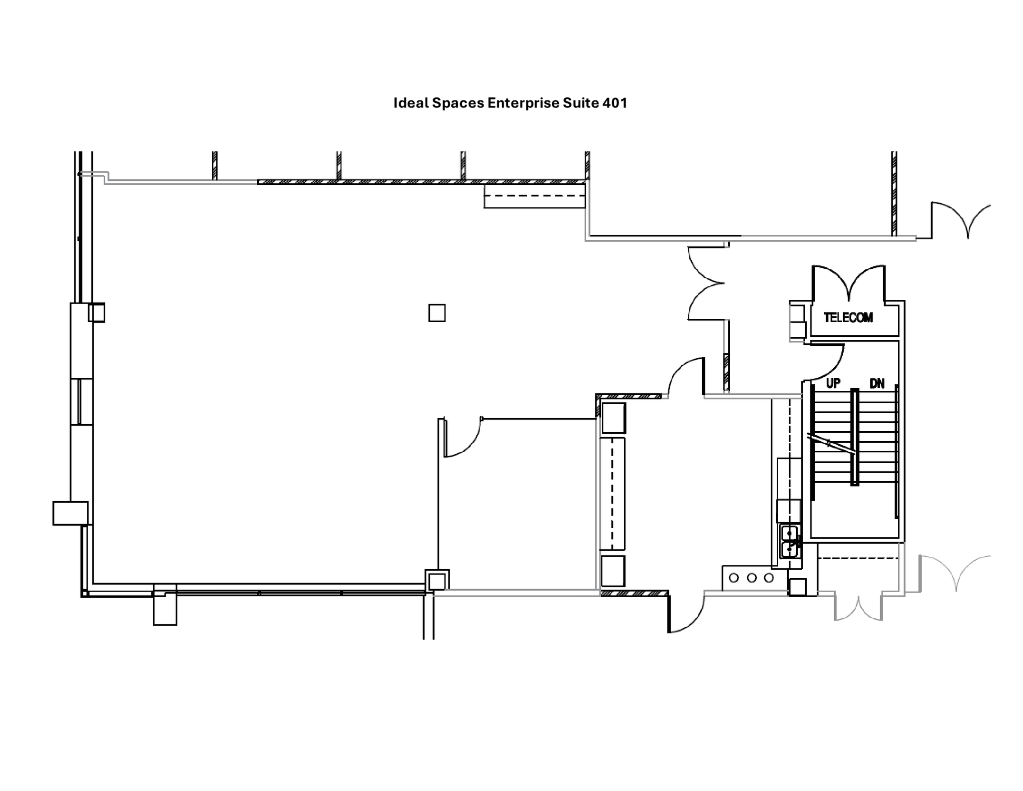 Floor plan for Ideal Spaces Enterprise Suite 401 at I-405 Corporate Center in Bellevue